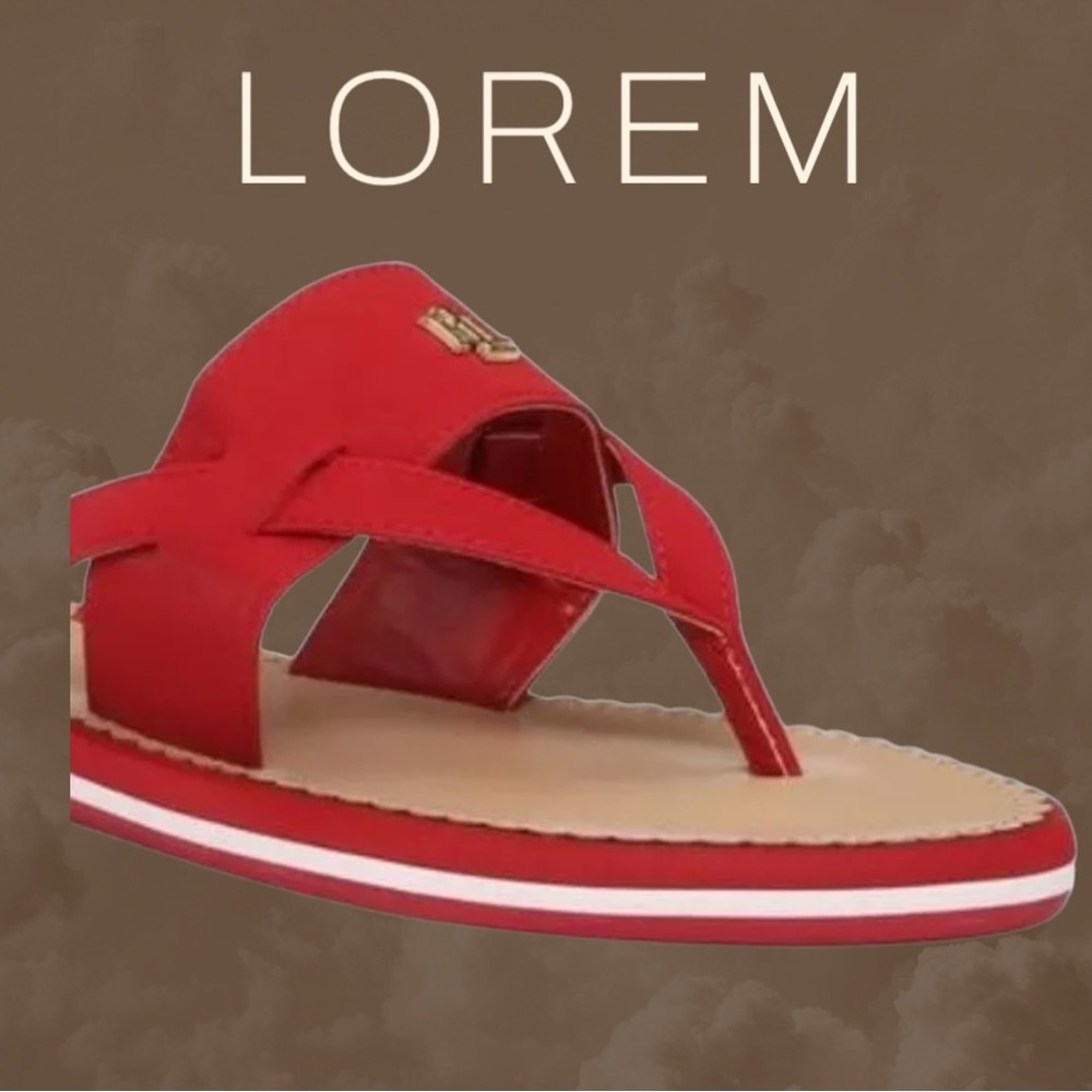 NEW Women Lauren Ralph Lauren Rosalind Sandal RED Logo SZ-9 Slide Comfort